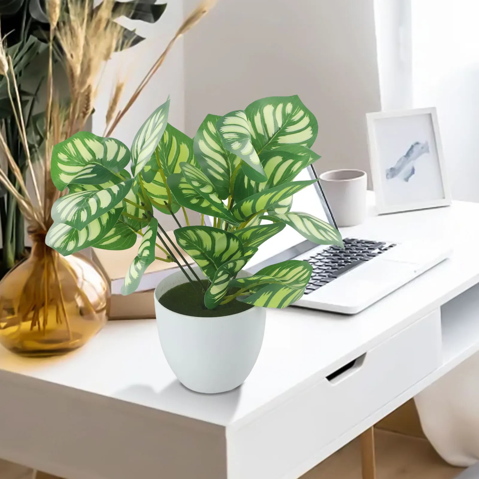 Maceta de follaje Artificial,  - Home Office Layout reseña y precio